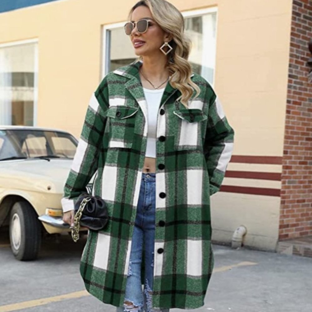 Green plaid shacket